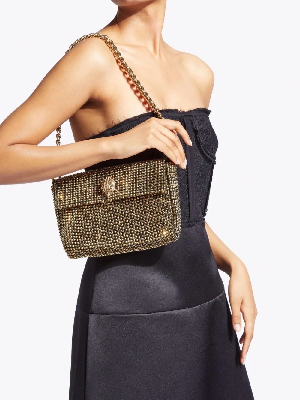 Kurt Geiger London Gold Crystal Small Party Shoulder Bag